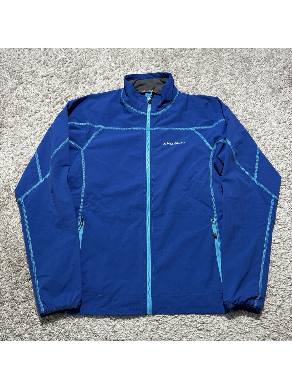Eddie Bauer Jacket Womens Blue First Ascent Rain Wind Full Zip Hiking XL
